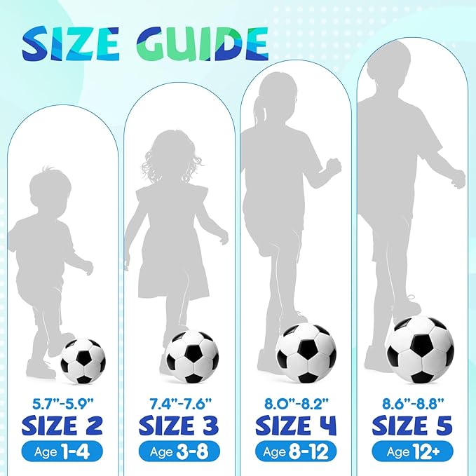 Soccer Ball Size 5 Size 4 Size 3 Size 2 with Pump Deflated - Single, 2 or 3 Pack Official Size Indoor Outdoor Training - Gift for Toddler Kids Youth Teens Adult
