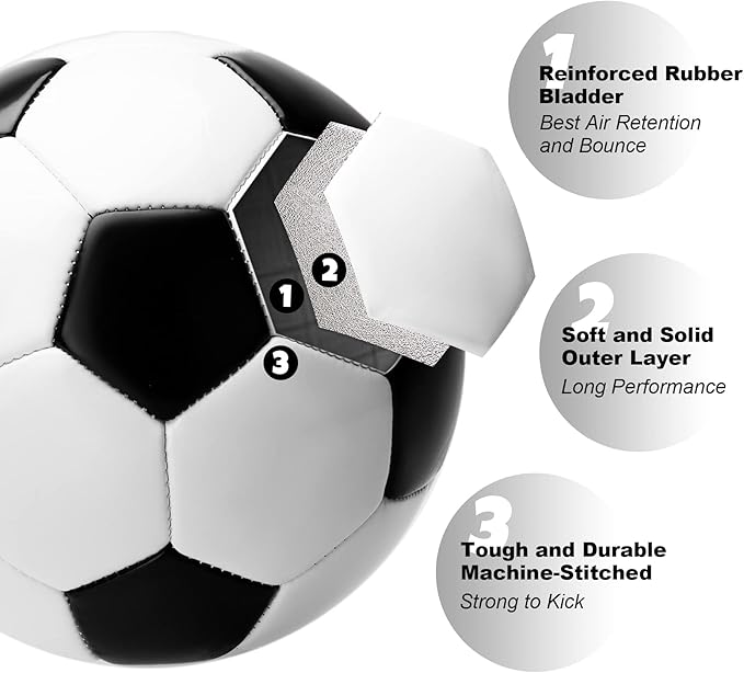Soccer Ball Size 5 Size 4 Size 3 Size 2 with Pump Deflated - Single, 2 or 3 Pack Official Size Indoor Outdoor Training - Gift for Toddler Kids Youth Teens Adult